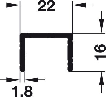 Vodicí lišta, horní, jednoduchá, bez perforace