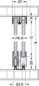 Vozík, Häfele Slido F-Line14 25A, Infront, pro nasunutí a upnutí