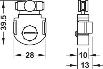 Vozíky, k nacvaknutí, výškové nastavení ±1,5 mm, Häfele Slido F-Line11 12A, Infront