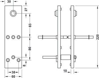 Vrtací šablona, pro dveřní terminál DT 210c/400c Dialock