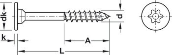 Vrut do dřevotřísky, Spax, plochá hlava, drážka Torx TS, částečný závit