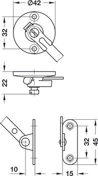 Výklop, s brzdným mechanismem, pro dřevěné výklopy, nastavitelný brzdicí efekt, se zajišťovací funkcí