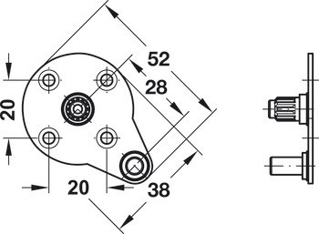 Výklop, s brzdným mechanismem, pro dřevěné výklopy, s kloubem