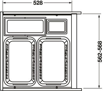 Výsuv na prádlo, koš na prádlo Hailo Laundry Carrier, pro montáž za čelní panely