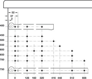Výsuv z nerezové oceli, částečný výsuv, nosnost do 100 kg, nerez, pro povrchovou montáž