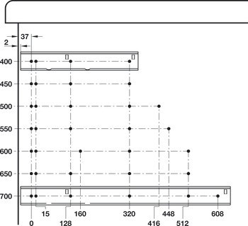 Výsuv z nerezové oceli, plnovýsuv, nosnost do 68 kg, nerez, pro povrchovou montáž