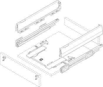 Výsuvná jednotka Push-to-Open Soft-Close, pro systém zásuvkových výsuvů s bočnicí Häfele Matrix Box P Plus
