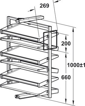 Výsuvný botník, otočné o 180°, až pro 20 nebo 50 párů bot