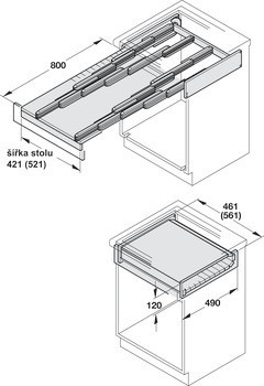 Výsuvný stůl, nosnost 100 kg, Hailo Rapid 3845