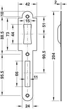 Zadlabací válečkový zámek, Pro dvojčinné dveře, profilová vložka