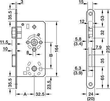 Zadlabací zámek, Pro otočné dveře, Startec, třída 3, koupelna/WC
