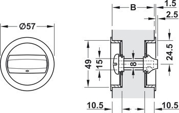 Zadlabací zámek, Pro posuvné dveře, s kruhovou závorou, Startec, Koupelna/WC, Backset 50 mm