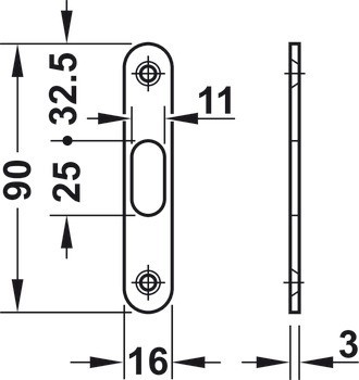 Zadlabací zámek, Pro posuvné dveře, s kruhovou závorou, Startec, Koupelna/WC, Backset 50 mm