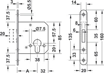 Zadlabací zámek závorový, Pro otočné dveře, Startec, třída 3, profilová vložka