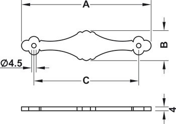 Zadní podložka, zinková slitina, Häfele Déco