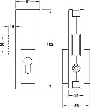 Zámek, H, s PZ otvorem, Startec