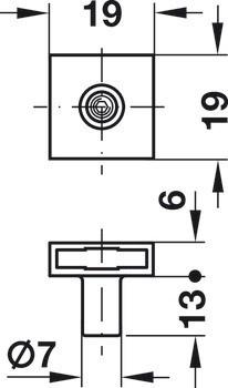 Zámek otočné vložky centrálního zamykání, Häfele Symo EC Pure E1, s pevnou vložkou s plátkovými stavítky, pro montáž do bočního panelu korpusu