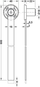 Zámek otočné vložky centrálního zamykání, S pevnou vložkou s plátkovými stavítky, pro montáž do bočního panelu korpusu