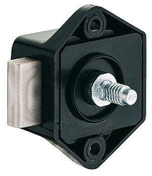 Zámek se závorou k přišroubování, Häfele Push-Lock Mini, backset 15 mm