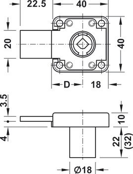 Zámek se závorou k přišroubování, Häfele Symo EC, backset 25 mm, vysunutí závory 22,5 mm