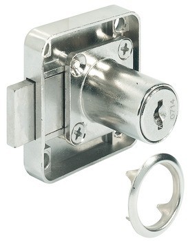 Zámek se závorou k přišroubování, Häfele Symo EC Pure E1, s pevnou vložkou s plátkovými stavítky, backset 25 mm