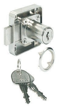 Zámek se závorou k přišroubování, Häfele Symo EC Pure E1, s pevnou vložkou s plátkovými stavítky, backset 25 mm