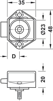 Zámek se závorou k přišroubování, Push-Lock Midi, backset 15 mm