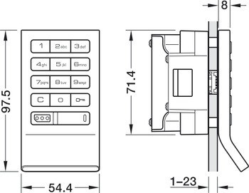 Zámek se střelkovou závorou, s klávesnicí