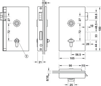 Zámek WC/koupelny na skleněné dveře, GHP 203, Startec