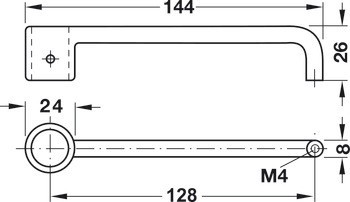 Zámková úchytka, pro zámek se závorou k přišroubování s prodlouženým tělem vložky