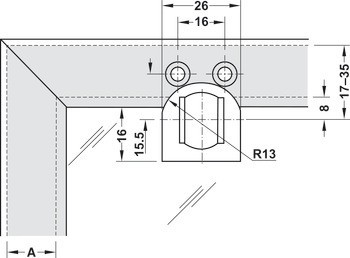 Zamykací část, Metalla 510 Push, pro profily hliníkového rámečku šířky od 17 do 35 mm