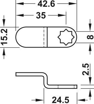 Zamykací jazýček, zalomený, pro jazýčkový zámek Symo