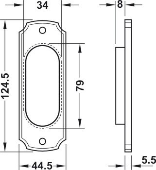 Zapuštěná úchytka pro posuvné dveře, Jatec, model 940/000