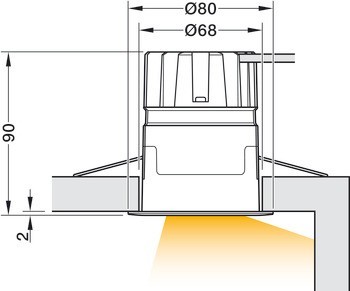 Zapuštěné stropní svítidlo, Häfele Lighting R One 2pólové (tunable white), 500 mA, konstantní proud, 9 W, průměr vrtaného otvoru 68 mm