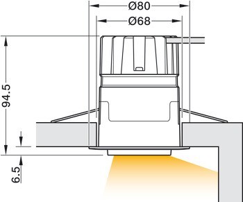 Zapuštěné stropní svítidlo, Häfele Lighting R One 2pólové (tunable white), 500 mA, konstantní proud, 9 W, průměr vrtaného otvoru 68 mm