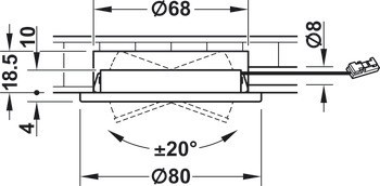 Zapuštěné svítidlo, LED 1154, 12 V, vrtaný otvor ⌀ 68 mm, plast