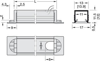 Zapuštěné svítidlo, lineární, Häfele Loox5 LED 3048 24 V a profil 1103