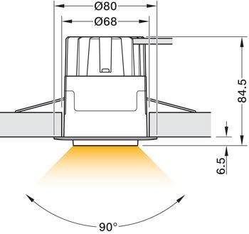 Zapuštěné svítidlo pro montáž na strop, Häfele Lighting R One Connect 2pólové (tunable white), 24 V, 12 W, průměr vrtaného otvoru 68 mm