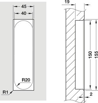 Zapuštěné úchytky pro posuvné dveře, FSB, model 4251