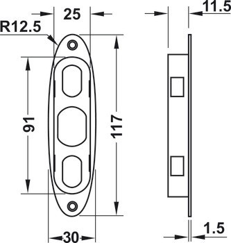 Zapuštěné úchytky pro posuvné dveře, Valli + Valli, model K1186