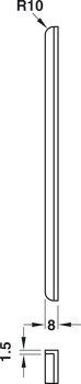 Zapuštěný protiplech, pro bezfalcové dveře, 170 mm