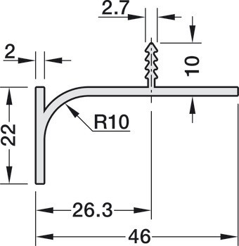 Zapuštěný úchytkový profil, l profil