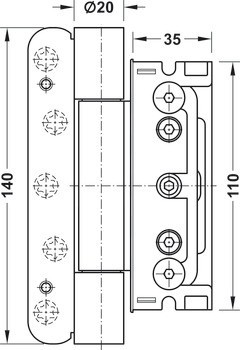 Zapuštěný závěs, Simonswerk BAKA protect 4040 3D FD, pro falcové přední dveře do 160 kg