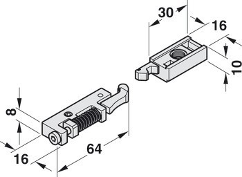 Vložka aretace v otevřené poloze, Pro kluznou lištu pro horní dveřní zavírač TS 97 a G 96 N20, Dormakaba