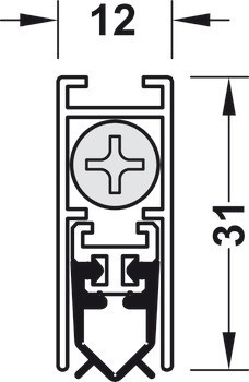 Zasouvací dveřní těsnění, DDS 12, pro dřevěné dveře, Startec