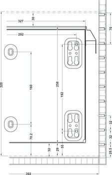 Zásuvka pro závěsné desky, pro Variant-C, pro montážní šířku 392 mm