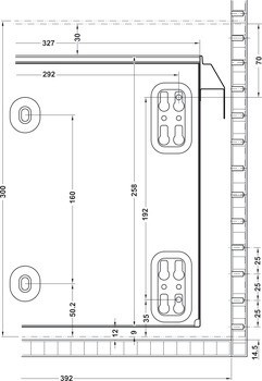 Zásuvka pro závěsné desky, pro Variant-C, pro montážní šířku 392 mm