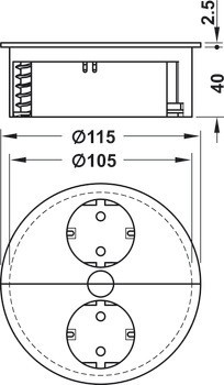 Zásuvkový díl, Dvojitá zásuvka s otočným krytem, 230 V