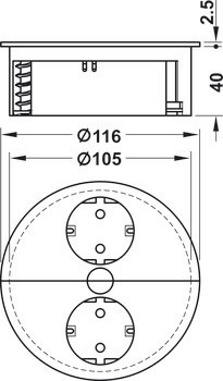 Zásuvkový díl, Dvojitá zásuvka s otočným krytem, 230 V