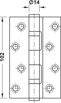 Závěs k zavrtání, velikost 102 mm, hmotnost dveří ≤58 kg